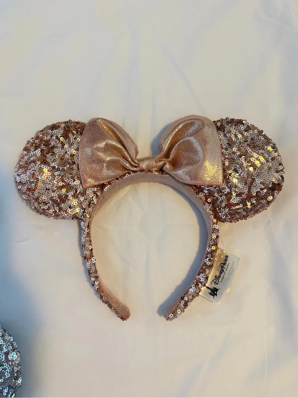 Sequin Minnie Ear Headband for Kids - Rose Gold and Silver by